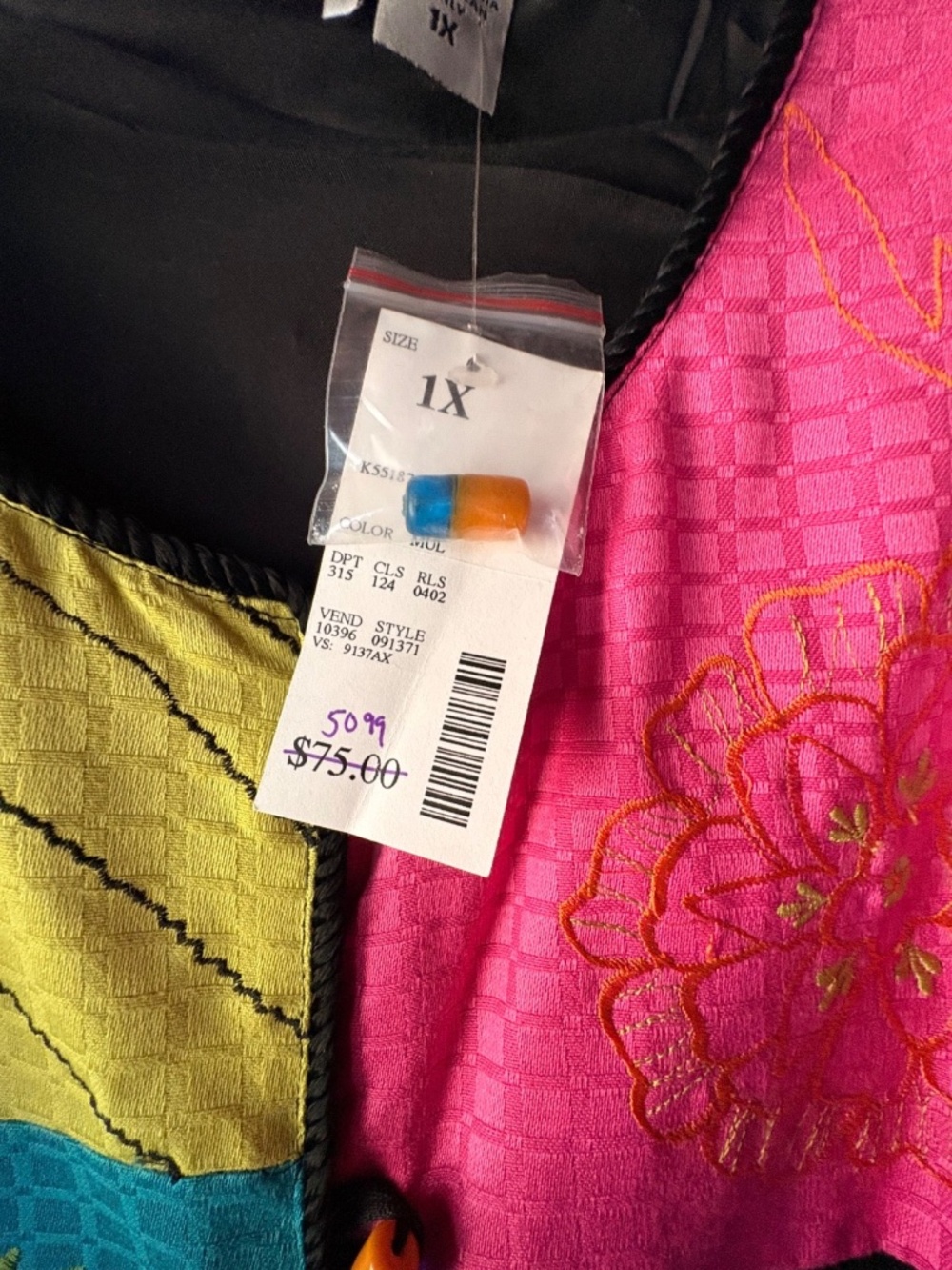 Maggie Barnes Patchwork Embroidered Jacket Boho Art Wear Toggle Buttons NWT 1X - Picture 12 of 15